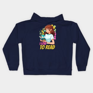 I love to read Kids Hoodie